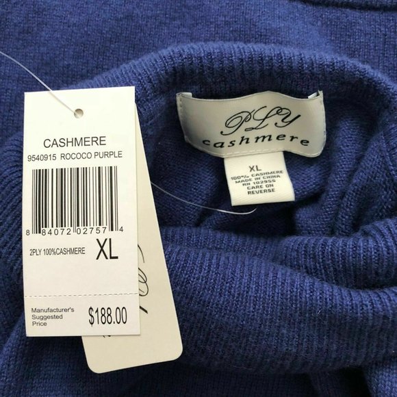 PLY Cashmere Sweater Turtleneck 2Ply Pullover NEW - Picture 4 of 4